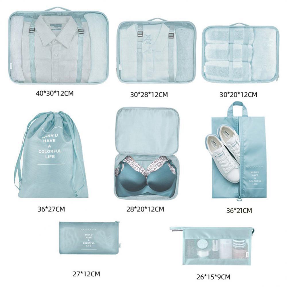8 - piece Set Luggage Divider Bag Travel Storage Clothes Underwear Shoes Organizer Packing Cube Bag - silverfoxgoods