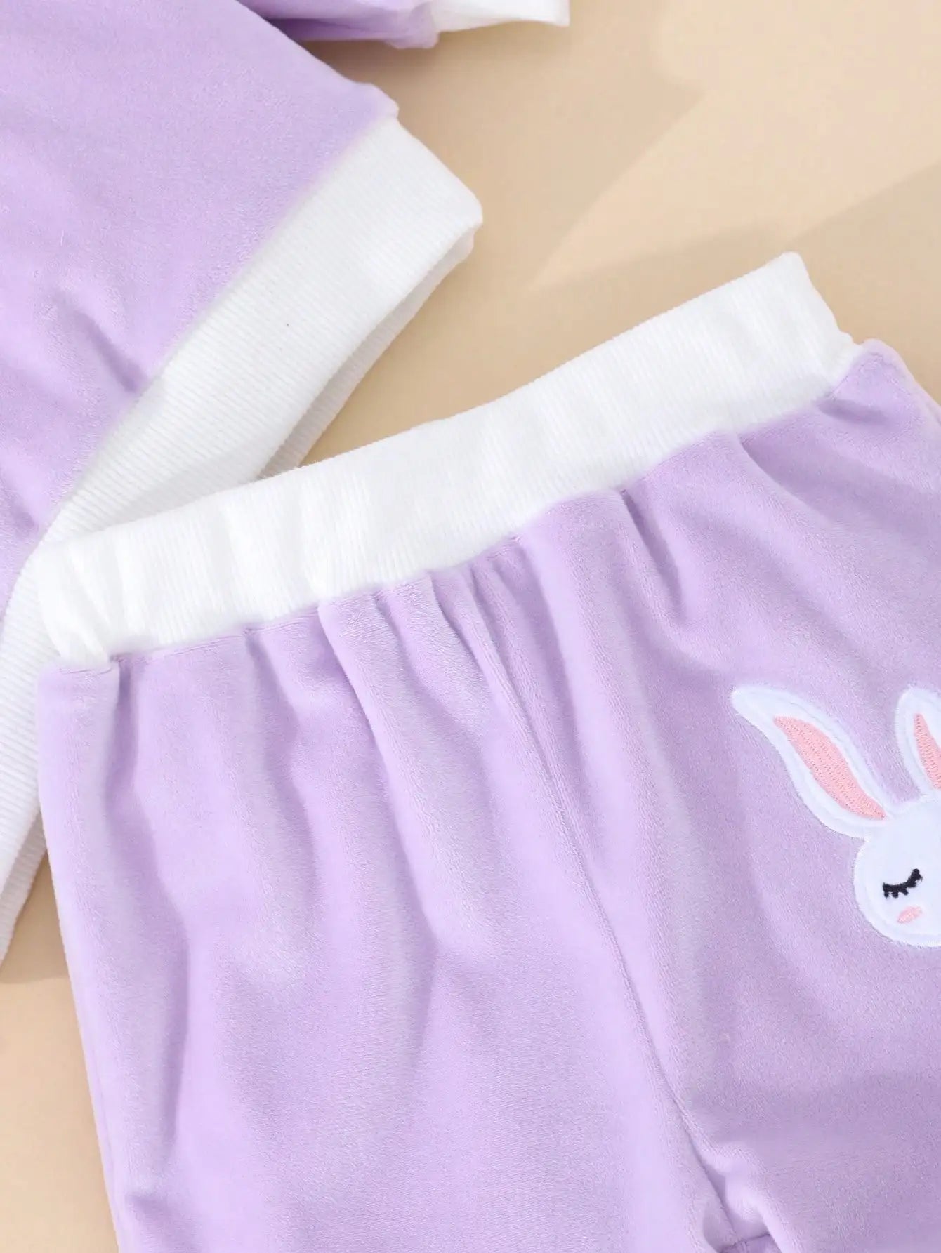 A Sweet And Cute Rabbit Embroidery Set for Baby Girls - Cotton - Padded Jacket And Vest w/pants (3 - Piece Set) - silverfoxgoods