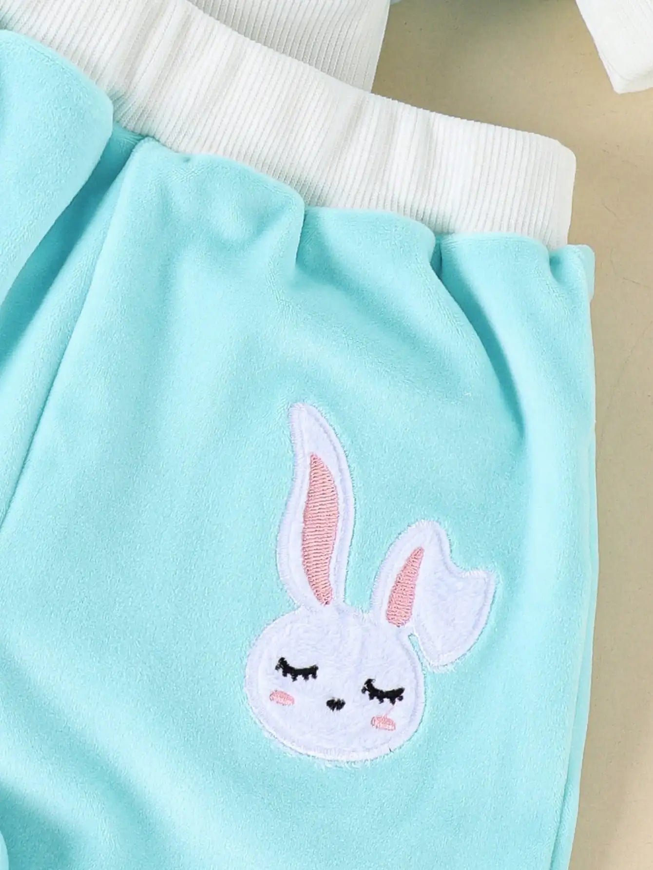 A Sweet And Cute Rabbit Embroidery Set for Baby Girls - Cotton - Padded Jacket And Vest w/pants (3 - Piece Set) - silverfoxgoods