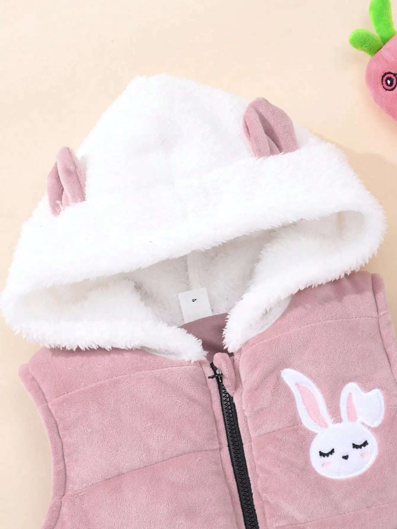 A Sweet And Cute Rabbit Embroidery Set for Baby Girls - Cotton - Padded Jacket And Vest w/pants (3 - Piece Set) - silverfoxgoods