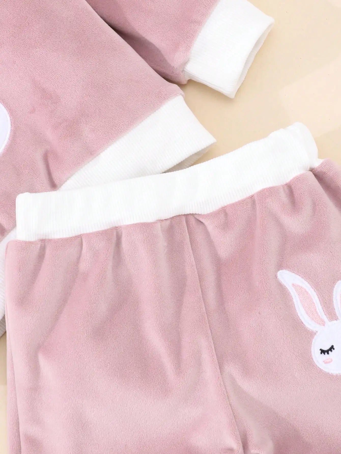 A Sweet And Cute Rabbit Embroidery Set for Baby Girls - Cotton - Padded Jacket And Vest w/pants (3 - Piece Set) - silverfoxgoods