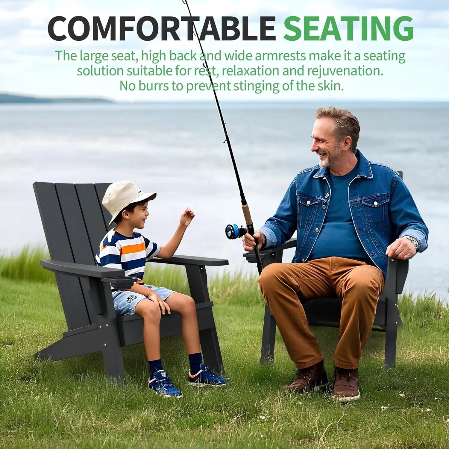 Adirondack Chair – Oversized, Weather-Resistant HDPE for Outdoor Patio & Garden - silverfoxgoods