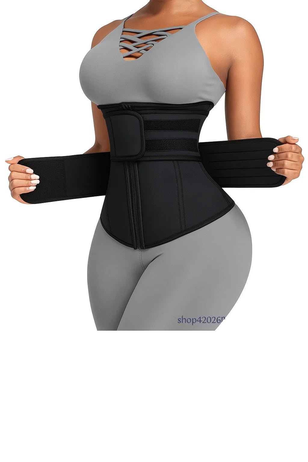 Adjustable Waist Trainer for Women, Double Belts Neoprene Corset with Zipper, Workout Cincher for Tummy Control & Back Support - silverfoxgoods