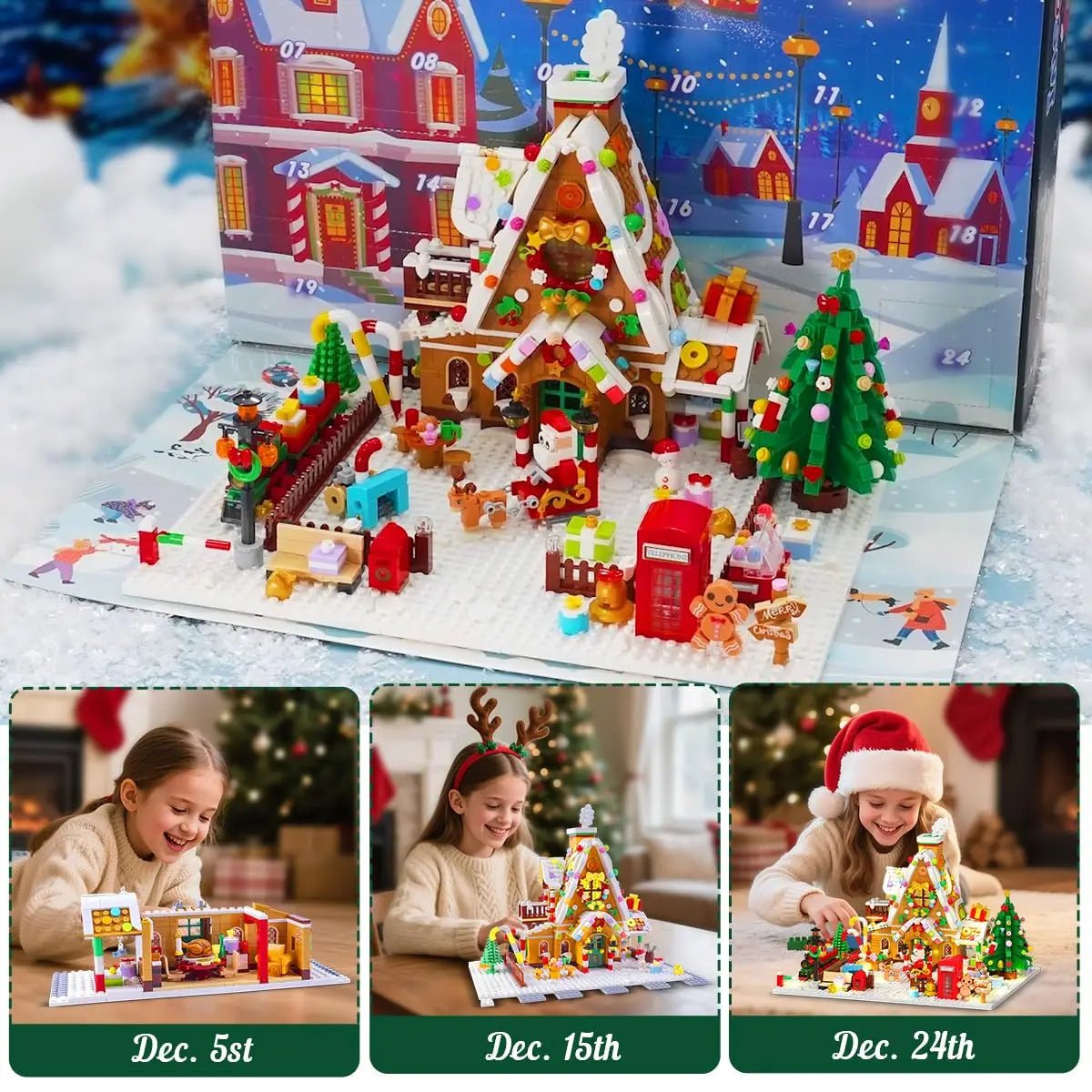 Advent Calendar 2025 – Gingerbread House LED Building Set, 24 Days Christmas Countdown - silverfoxgoods