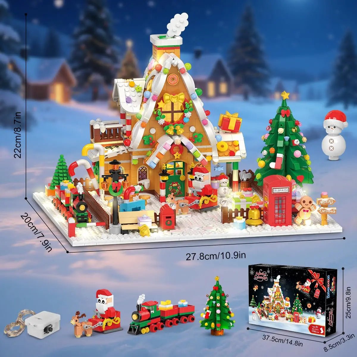 Advent Calendar 2025 – Gingerbread House LED Building Set, 24 Days Christmas Countdown - silverfoxgoods