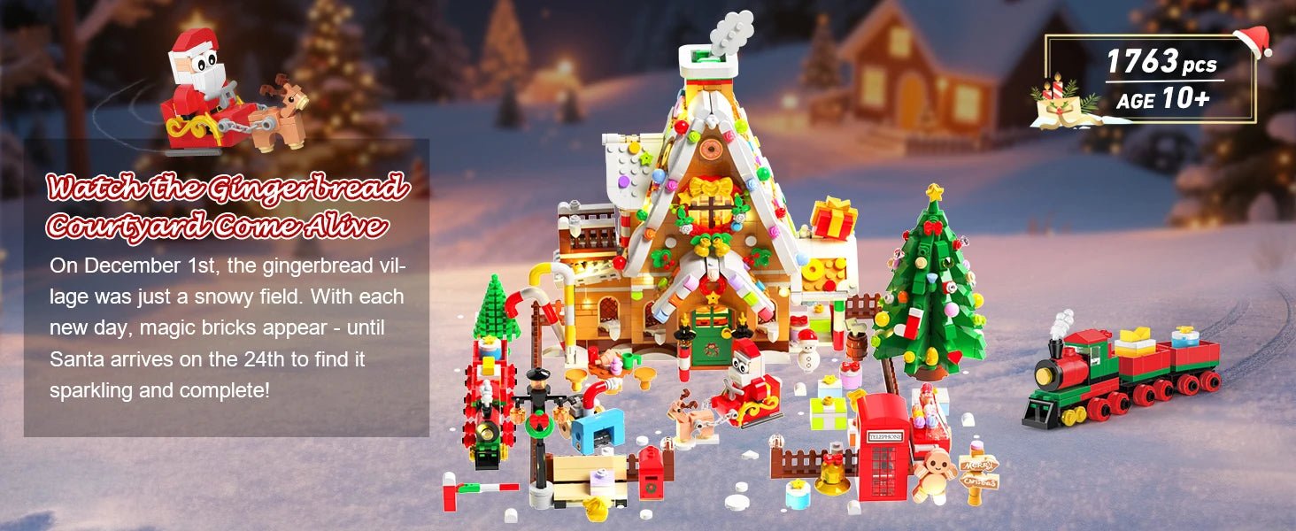 Advent Calendar 2025 – Gingerbread House LED Building Set, 24 Days Christmas Countdown - silverfoxgoods