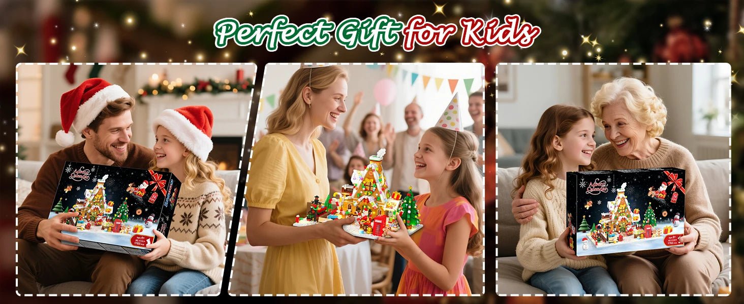 Advent Calendar 2025 – Gingerbread House LED Building Set, 24 Days Christmas Countdown - silverfoxgoods