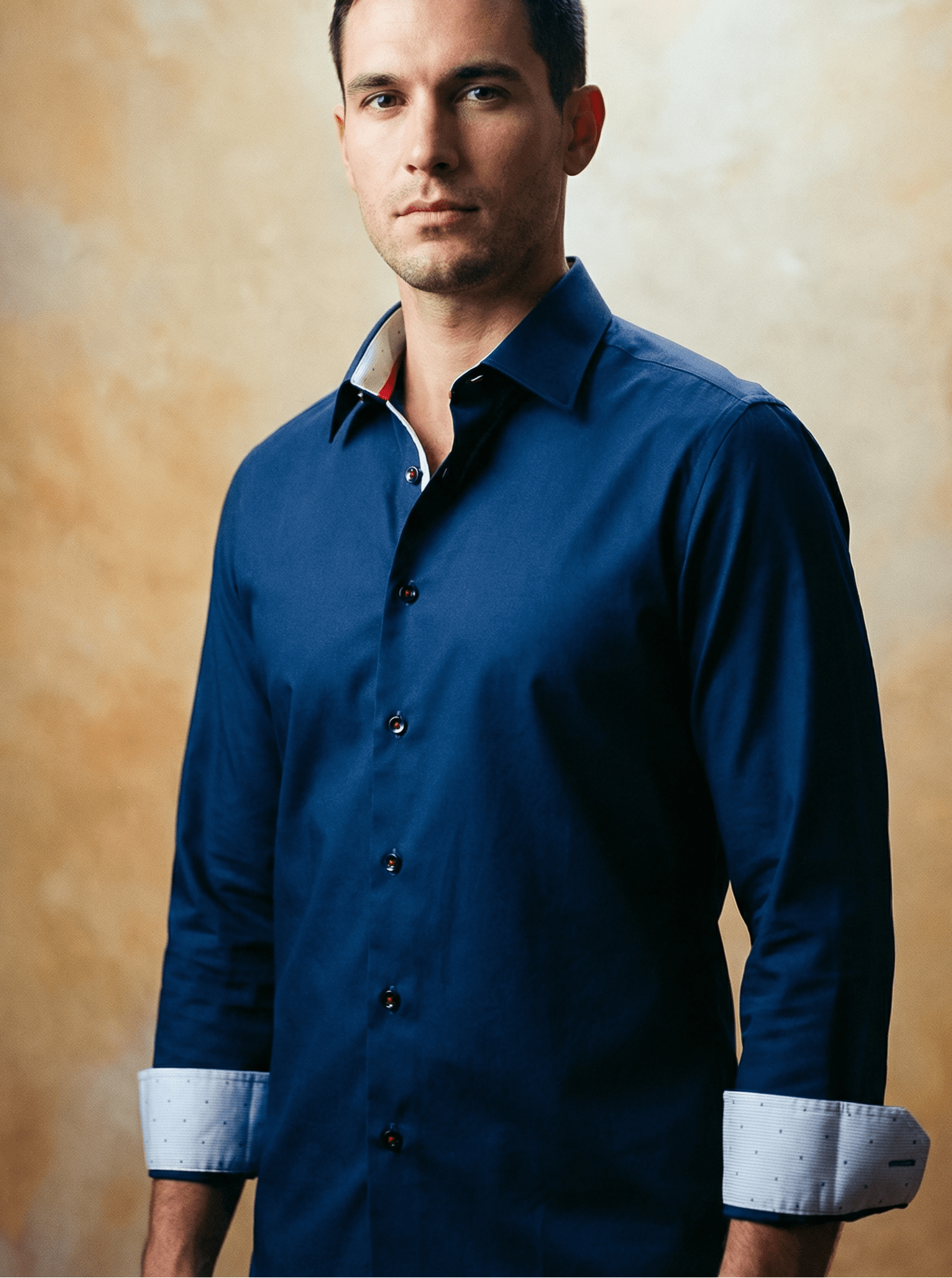 Alexander Button - Up Shirt With Contrast Details // Navy // Contemporary Fit (Regular) - silverfoxgoods