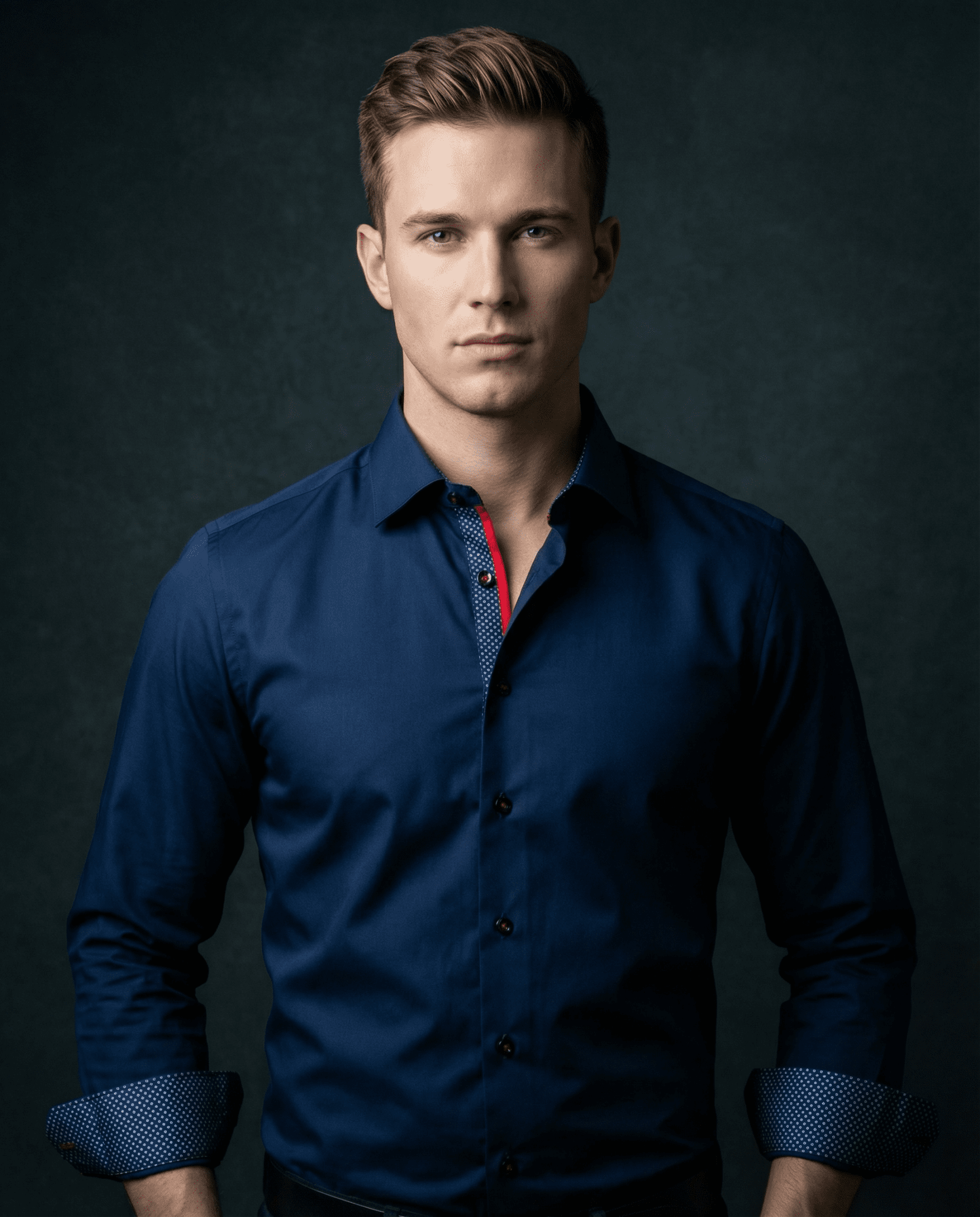 Anthony Button - Up Shirt With Contrast Details // Navy // Contemporary Fit (Regular) - silverfoxgoods