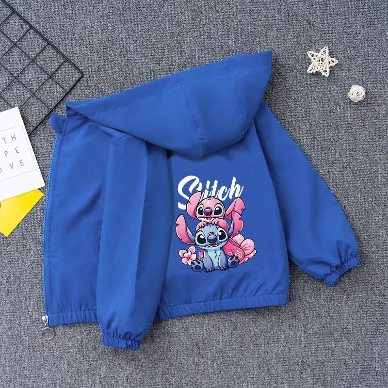 Baby Girls Boys Hooded Jacket Fashion Cartoon Lilo and Stitch Outerwear Tops Children Windbreaker Coat Kids Clothe - silverfoxgoods