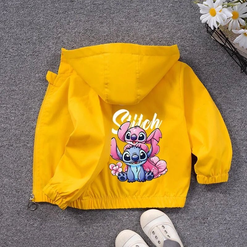 Baby Girls Boys Hooded Jacket Fashion Cartoon Lilo and Stitch Outerwear Tops Children Windbreaker Coat Kids Clothe - silverfoxgoods