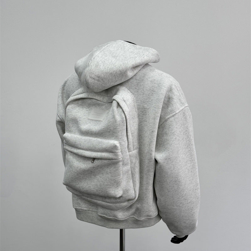 Back Schoolbag Design Men's Coat Flower Gray - silverfoxgoods