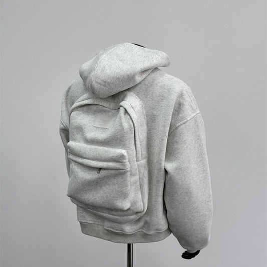 Back Schoolbag Design Men's Coat Flower Gray - silverfoxgoods