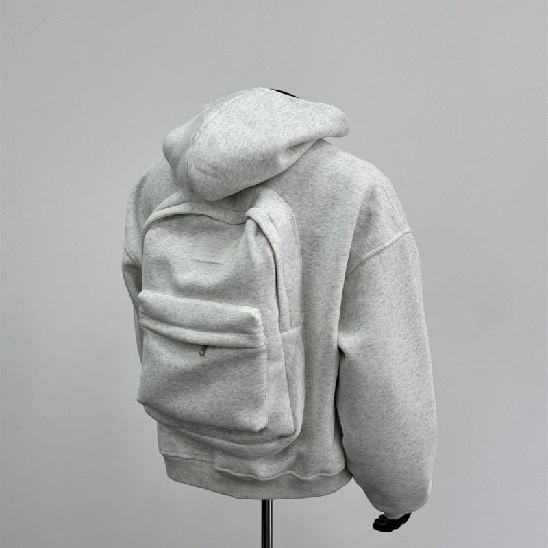 Back Schoolbag Design Men's Coat Flower Gray - silverfoxgoods