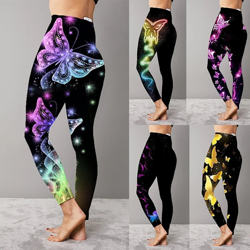 Butterfly Print 5XL Seamless High Waist Leggings - silverfoxgoods