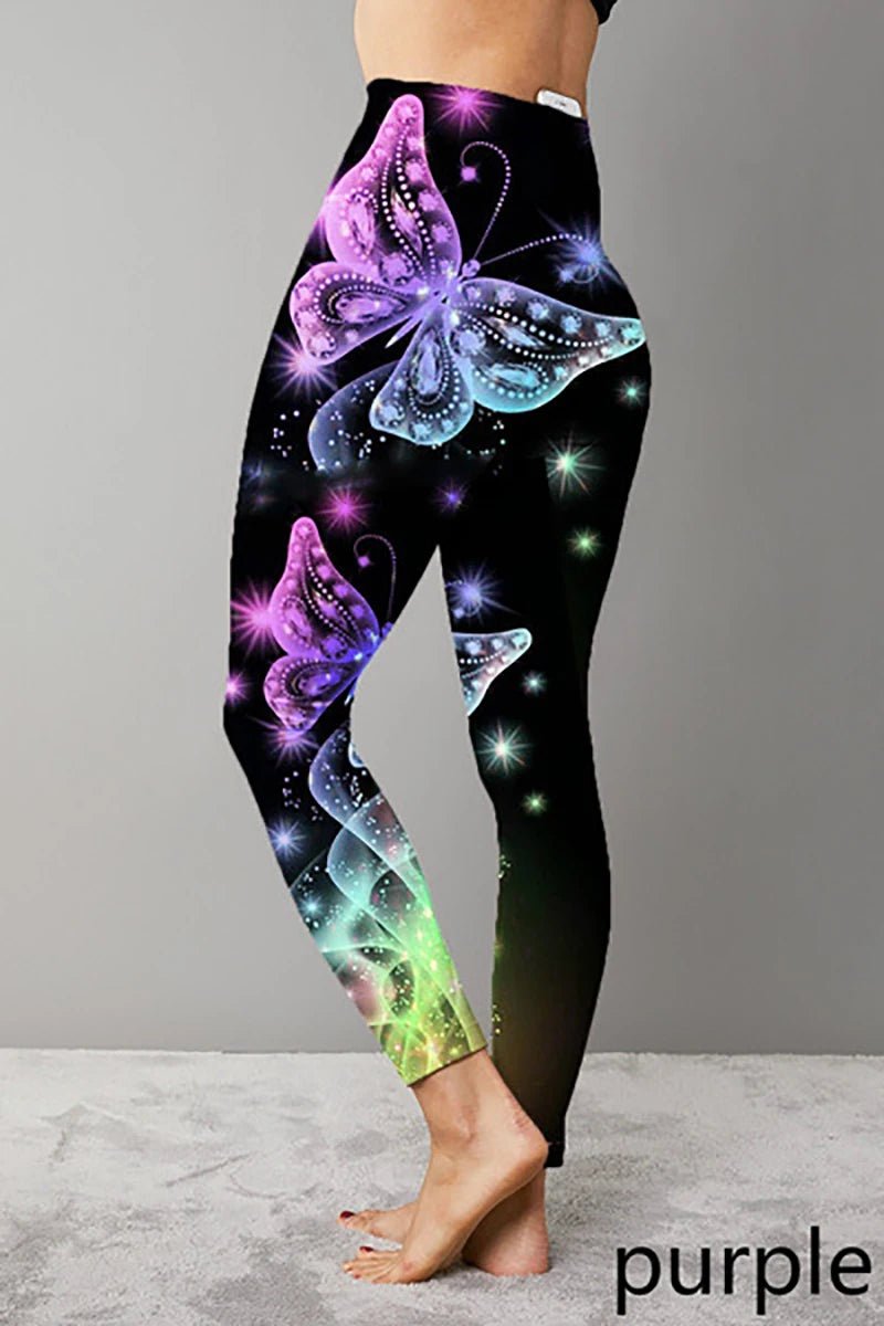 Butterfly Print 5XL Seamless High Waist Leggings - silverfoxgoods