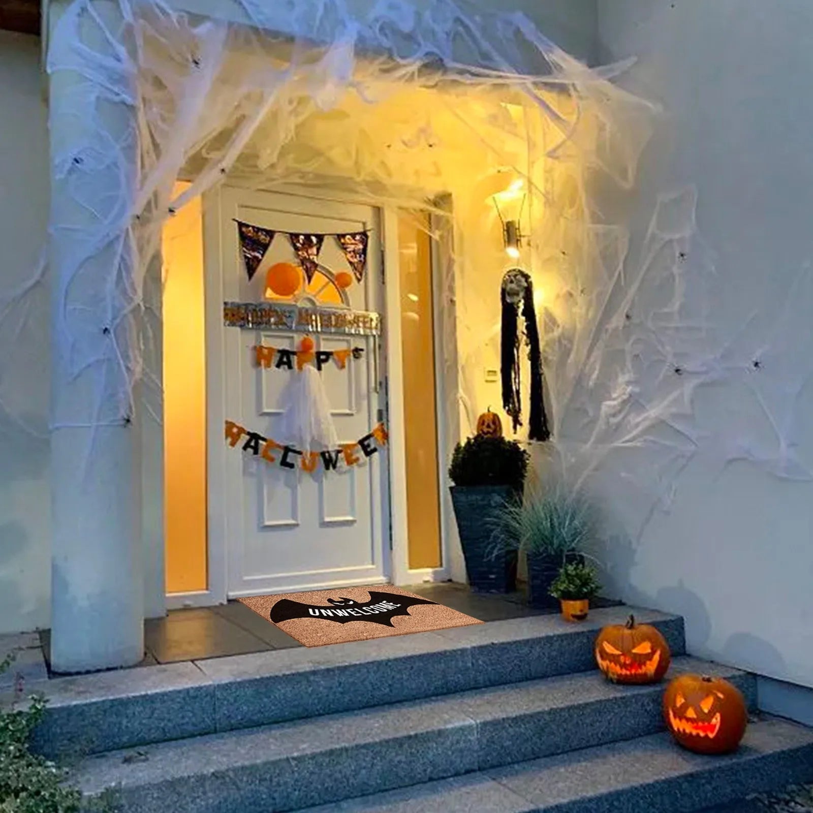 Black Bat Halloween Bathroom Mat – Door Entrance & Kitchen Floor Rug - silverfoxgoods