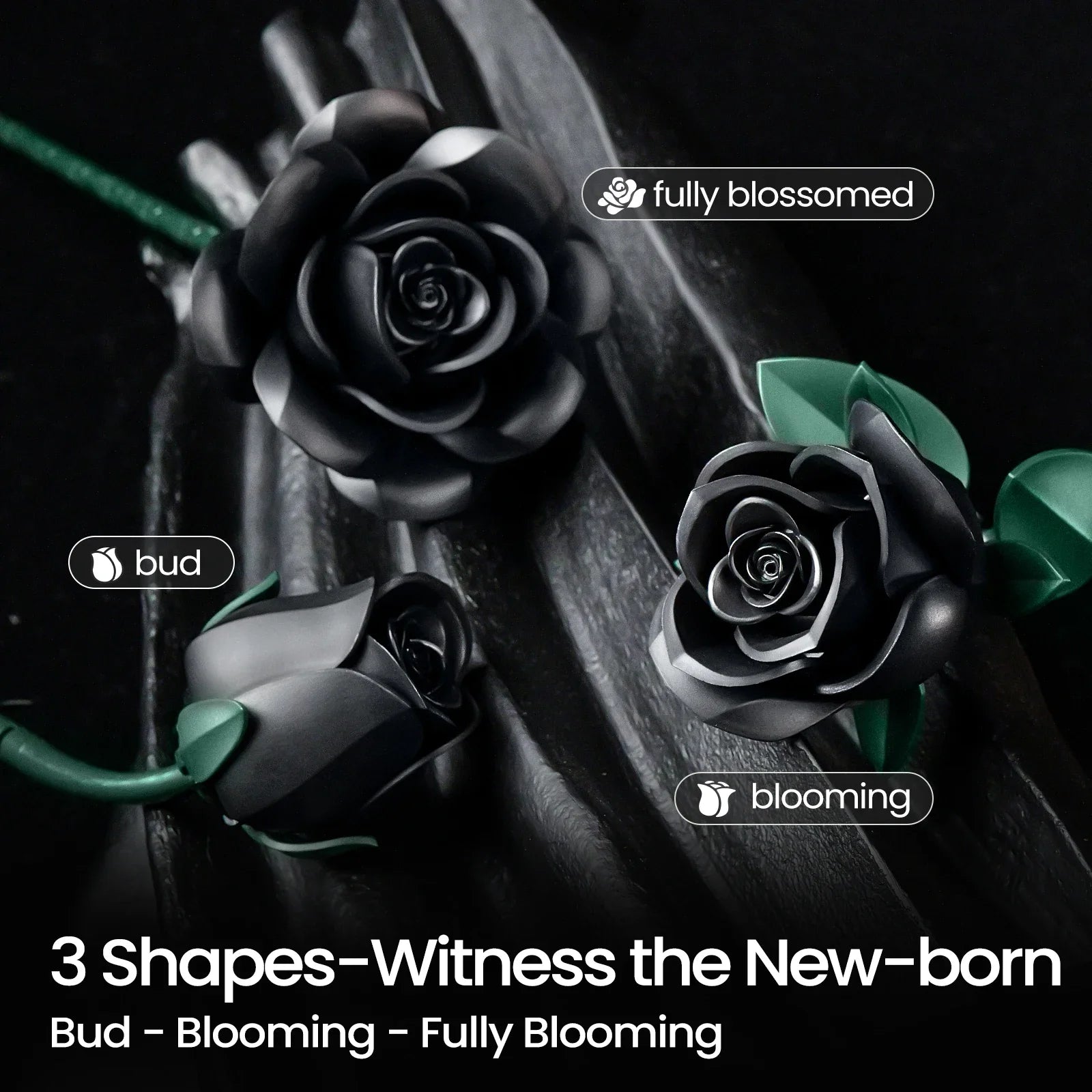 Black Roses Bouquet Building Set - Perfect Valentines Day Gift for Her - silverfoxgoods