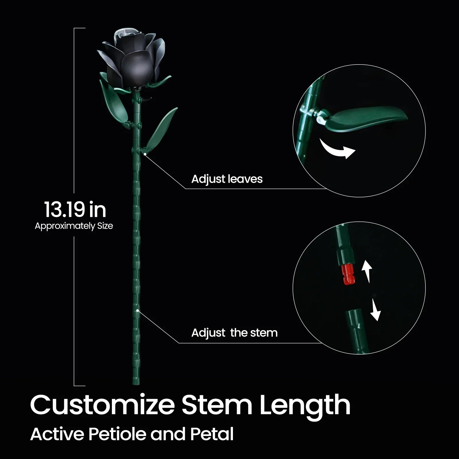 Black Roses Bouquet Building Set - Perfect Valentines Day Gift for Her - silverfoxgoods