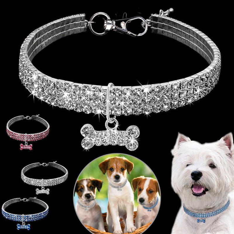 Bling Rhinestone Dog Collar Crystal Puppy Chihuahua Pet Dog Collars Leash For Small Medium Dogs Cats - silverfoxgoods