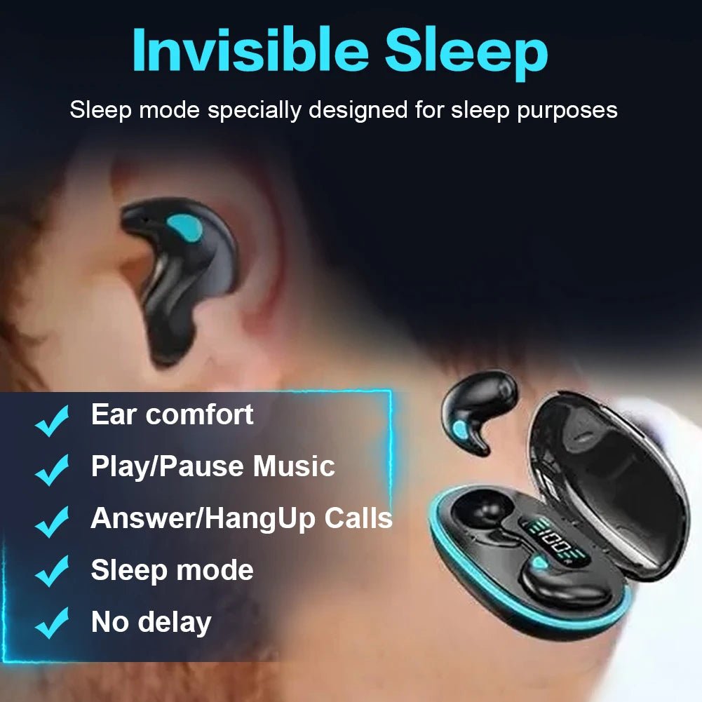 5.3 Stereo Headphones with Charging Case - Bluetooth Sleep Earphones - silverfoxgoods