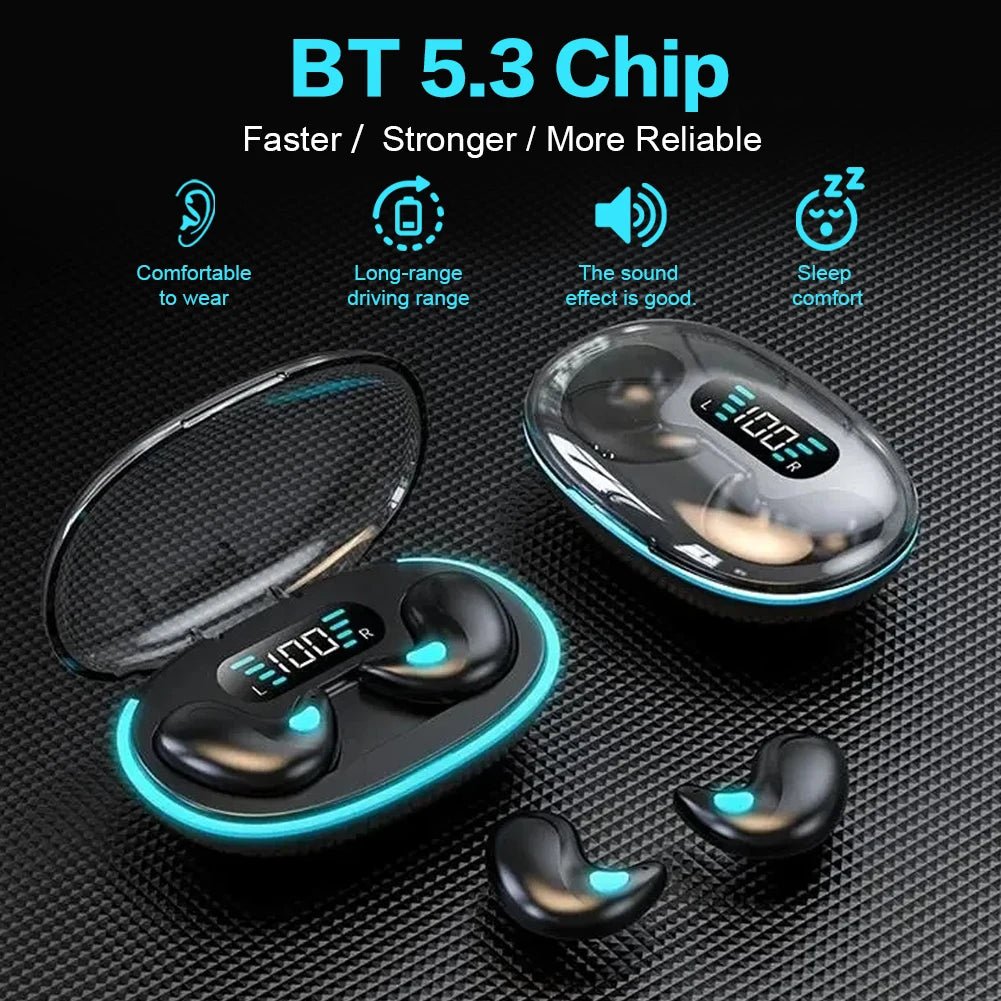 5.3 Stereo Headphones with Charging Case - Bluetooth Sleep Earphones - silverfoxgoods
