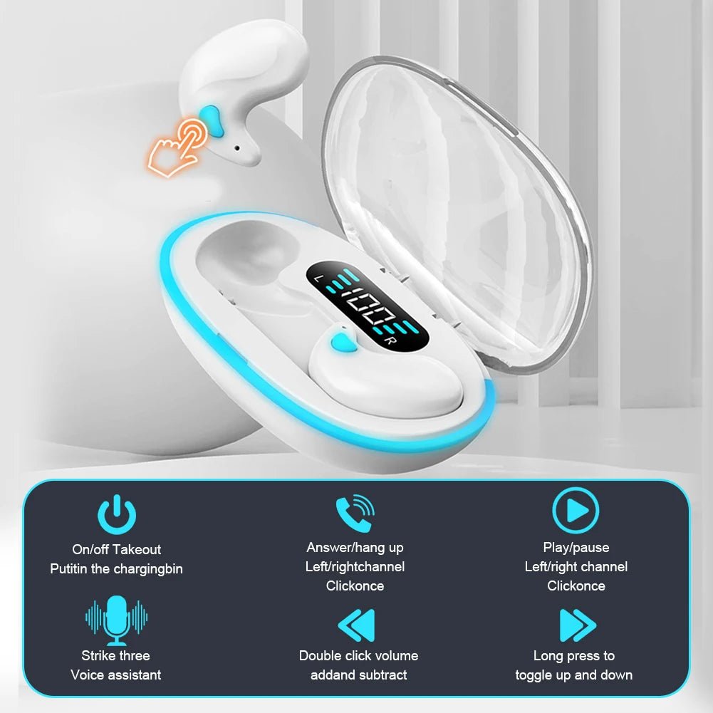 5.3 Stereo Headphones with Charging Case - Bluetooth Sleep Earphones - silverfoxgoods