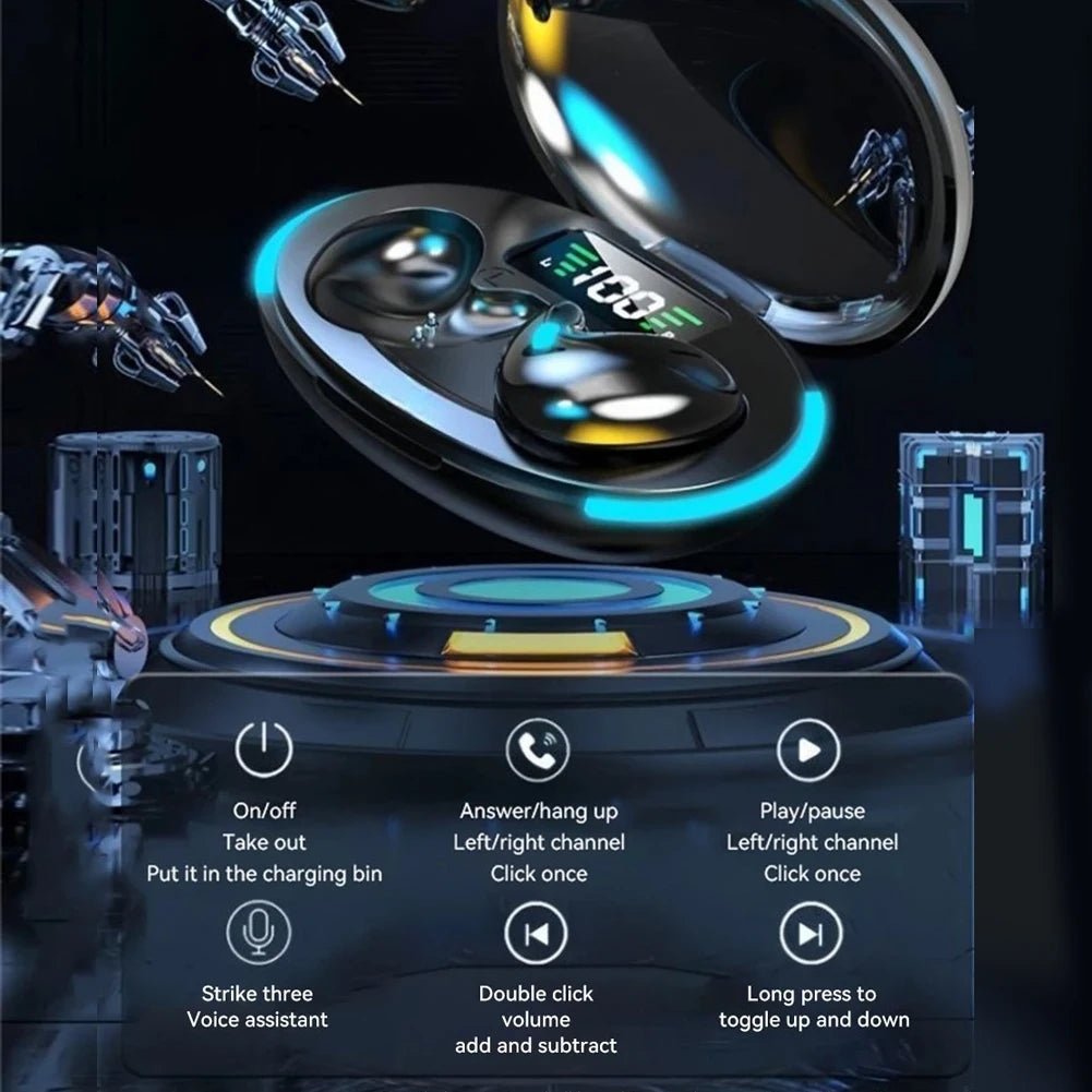 5.3 Stereo Headphones with Charging Case - Bluetooth Sleep Earphones - silverfoxgoods