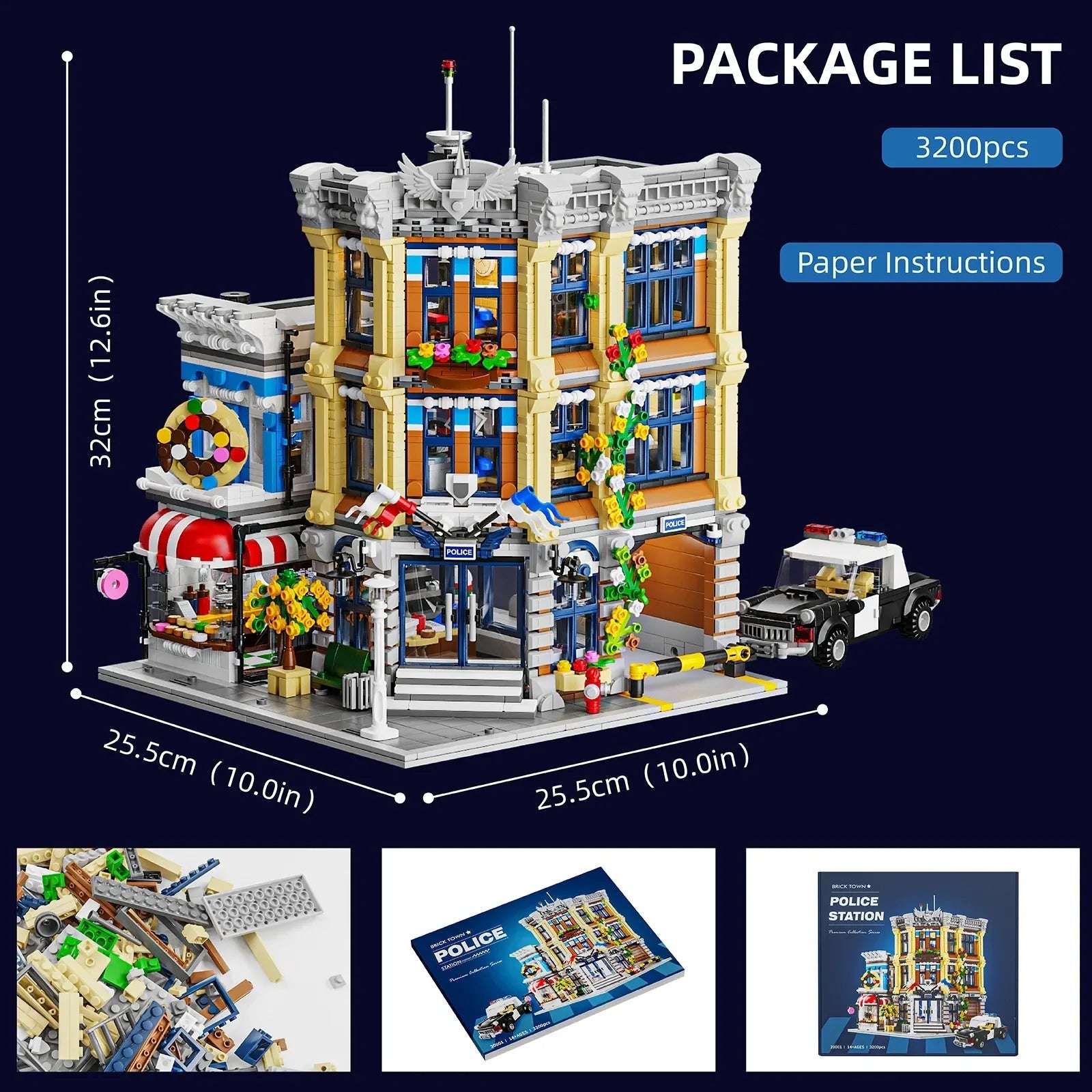 3200PCS Brick Town Police Station Modular Buildings Gift - silverfoxgoods