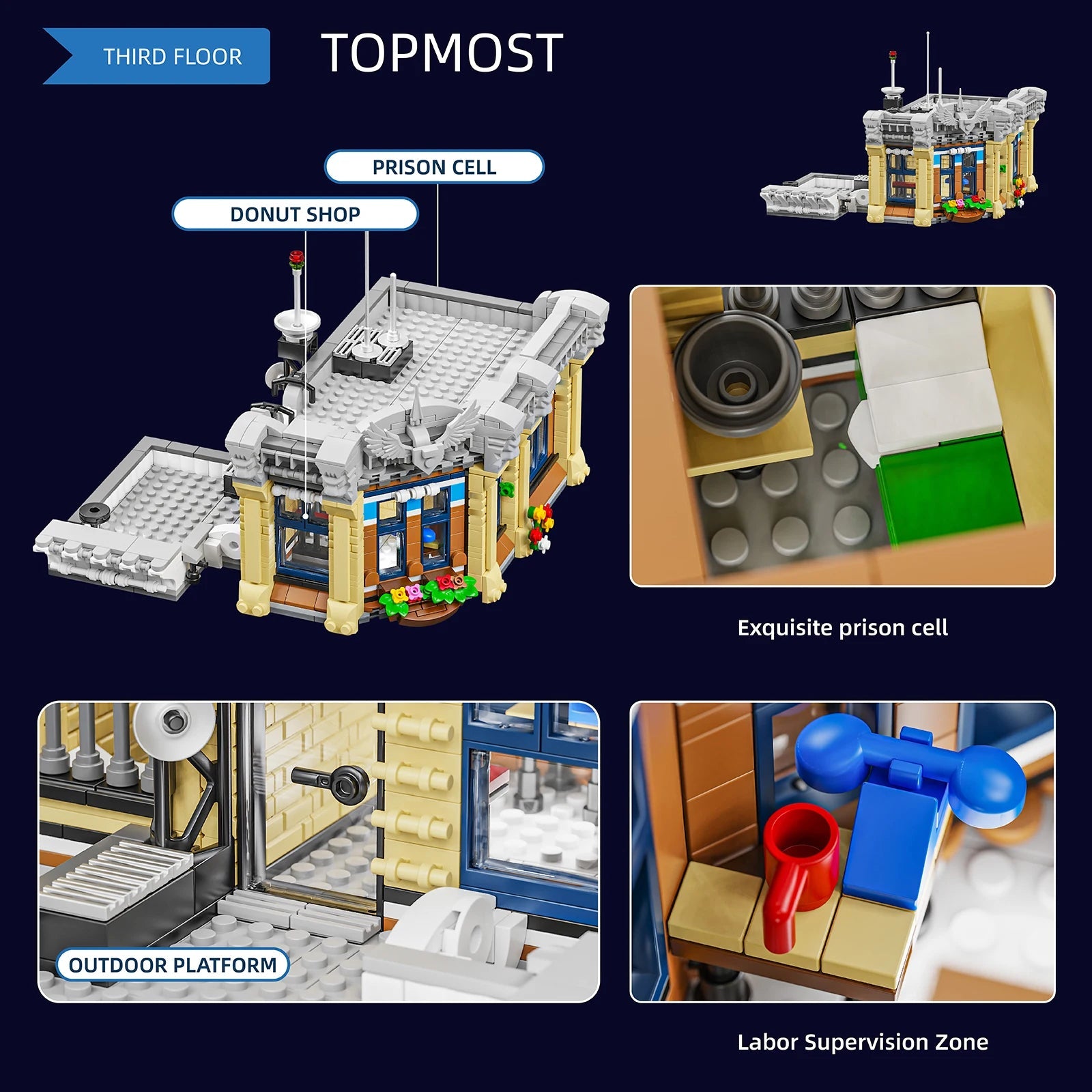 3200PCS Brick Town Police Station Modular Buildings Gift - silverfoxgoods
