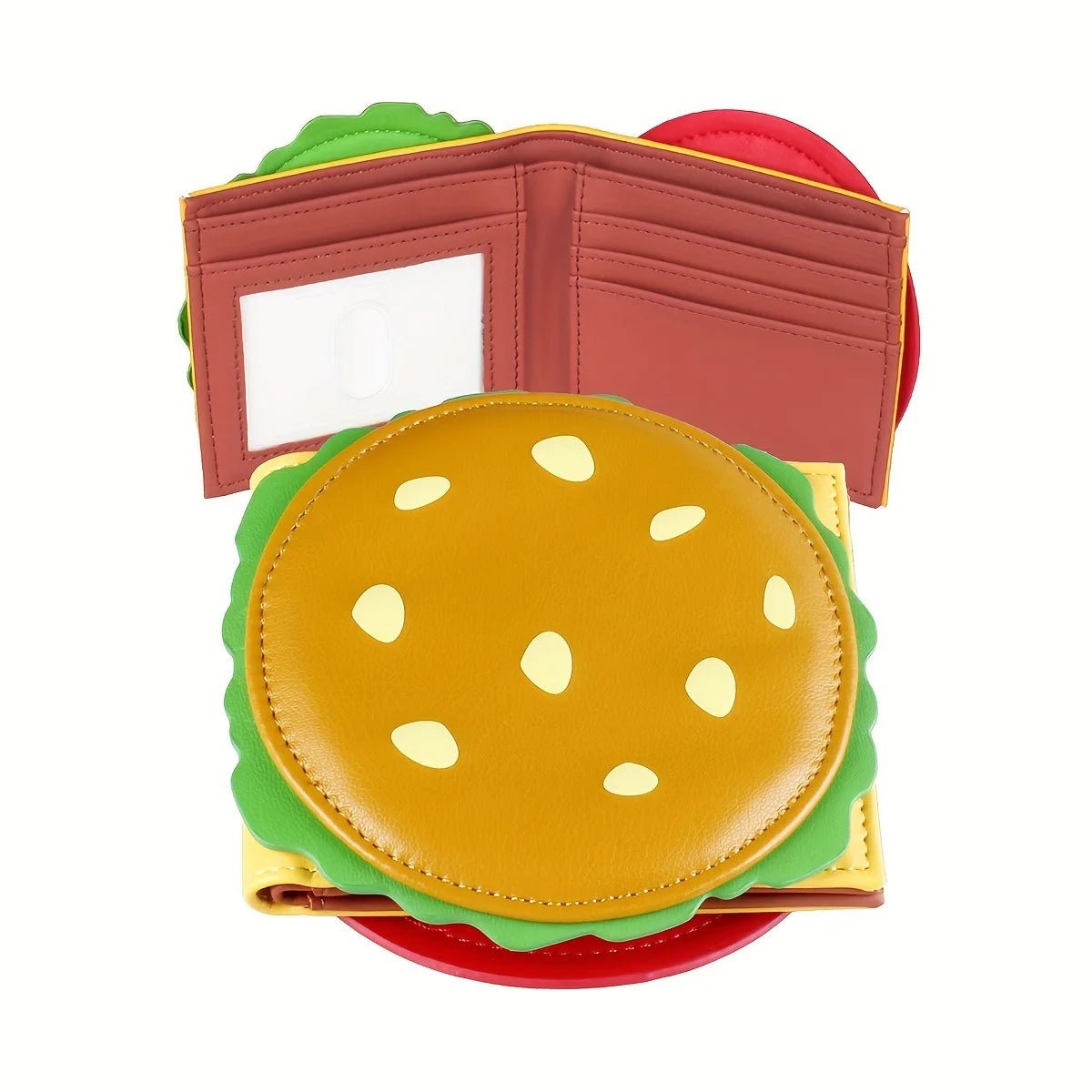 Burger Shaped Cute Wallet RFID Blocking Credit Card Holder PU Leather Coin Purse for Women Girls - silverfoxgoods