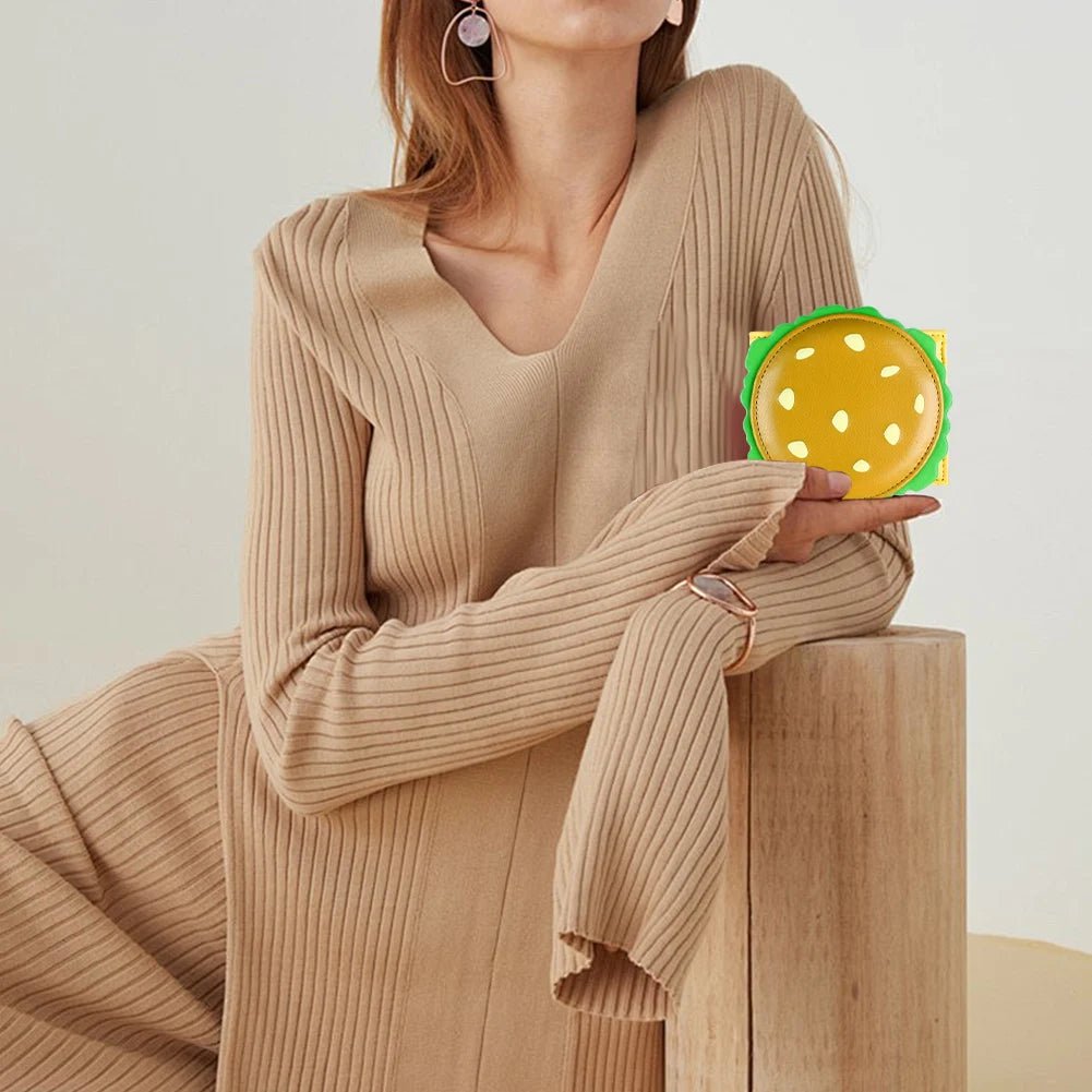 Burger Shaped Cute Wallet RFID Blocking Credit Card Holder PU Leather Coin Purse for Women Girls - silverfoxgoods