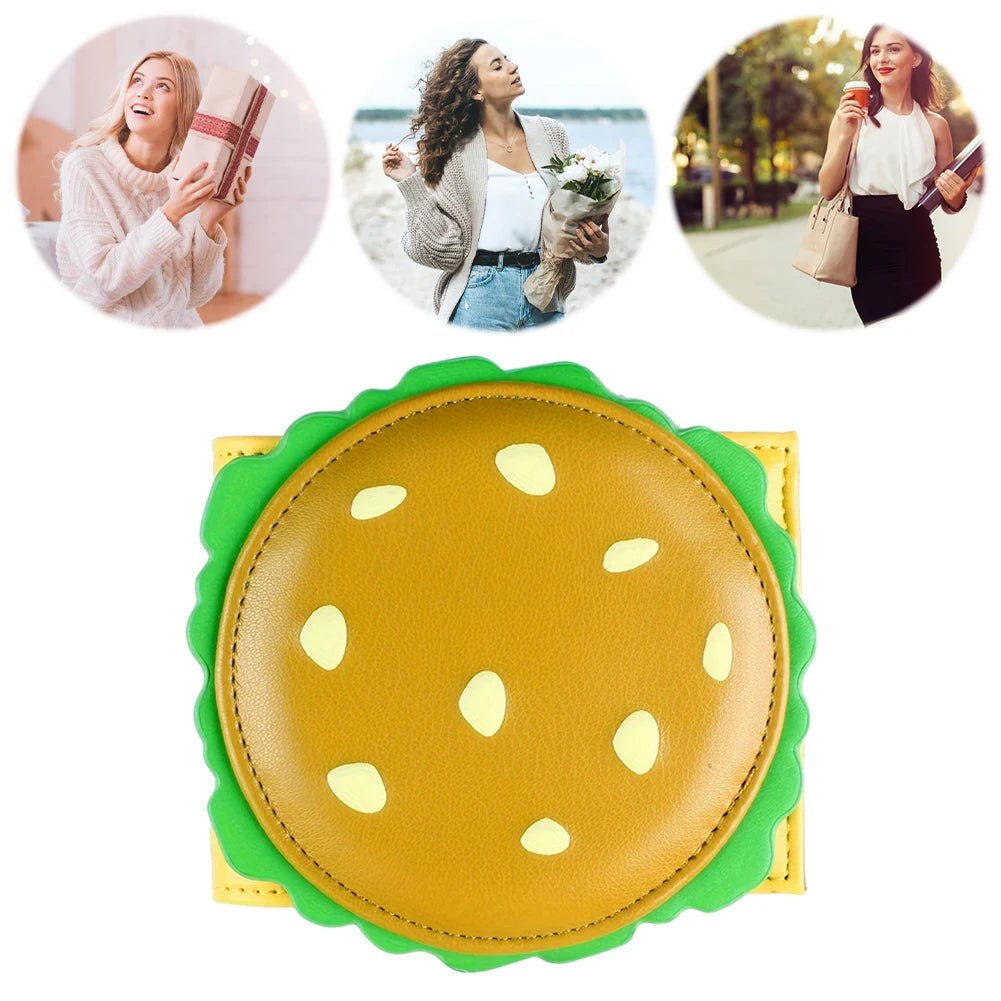 Burger Shaped Cute Wallet RFID Blocking Credit Card Holder PU Leather Coin Purse for Women Girls - silverfoxgoods