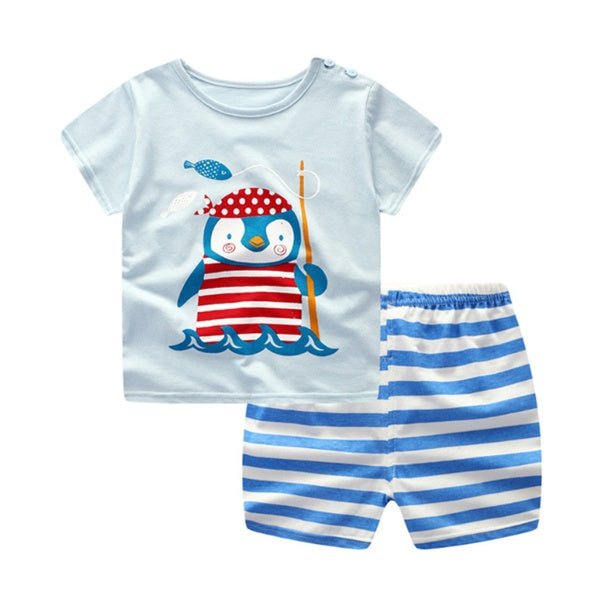 Cartoon Clothing Baby Boy/Girl Summer Clothes T-shirt Casual Clothing Sets - silverfoxgoods