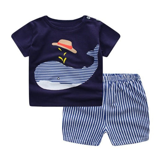 Cartoon Clothing Baby Boy/Girl Summer Clothes T-shirt Casual Clothing Sets - silverfoxgoods