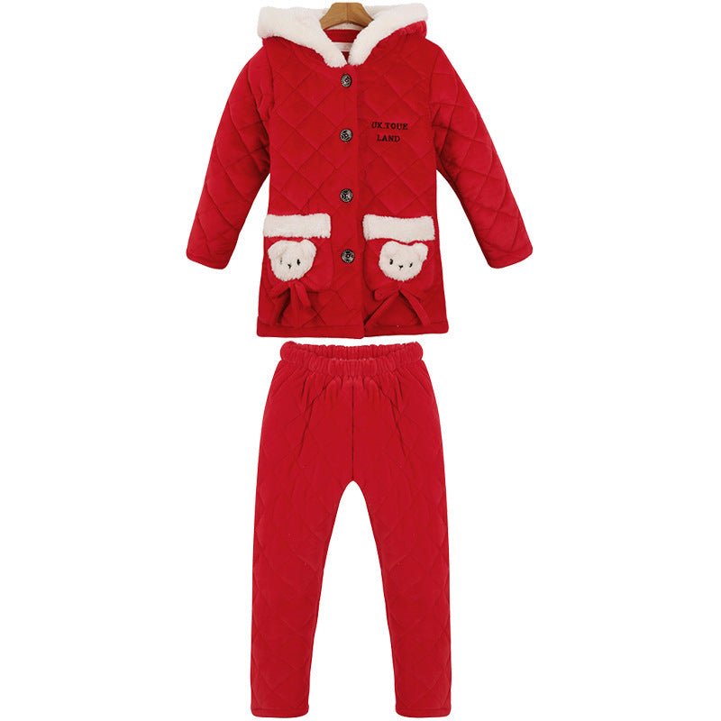 Children coral fleece pajamas women - silverfoxgoods
