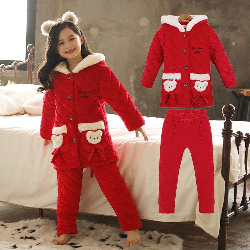 Children coral fleece pajamas women - silverfoxgoods