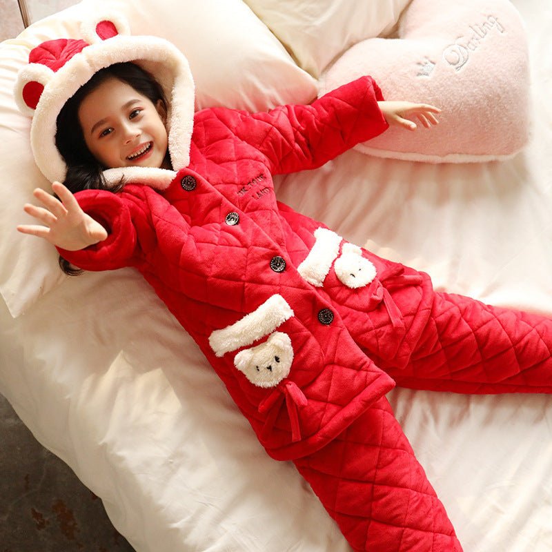 Children coral fleece pajamas women - silverfoxgoods
