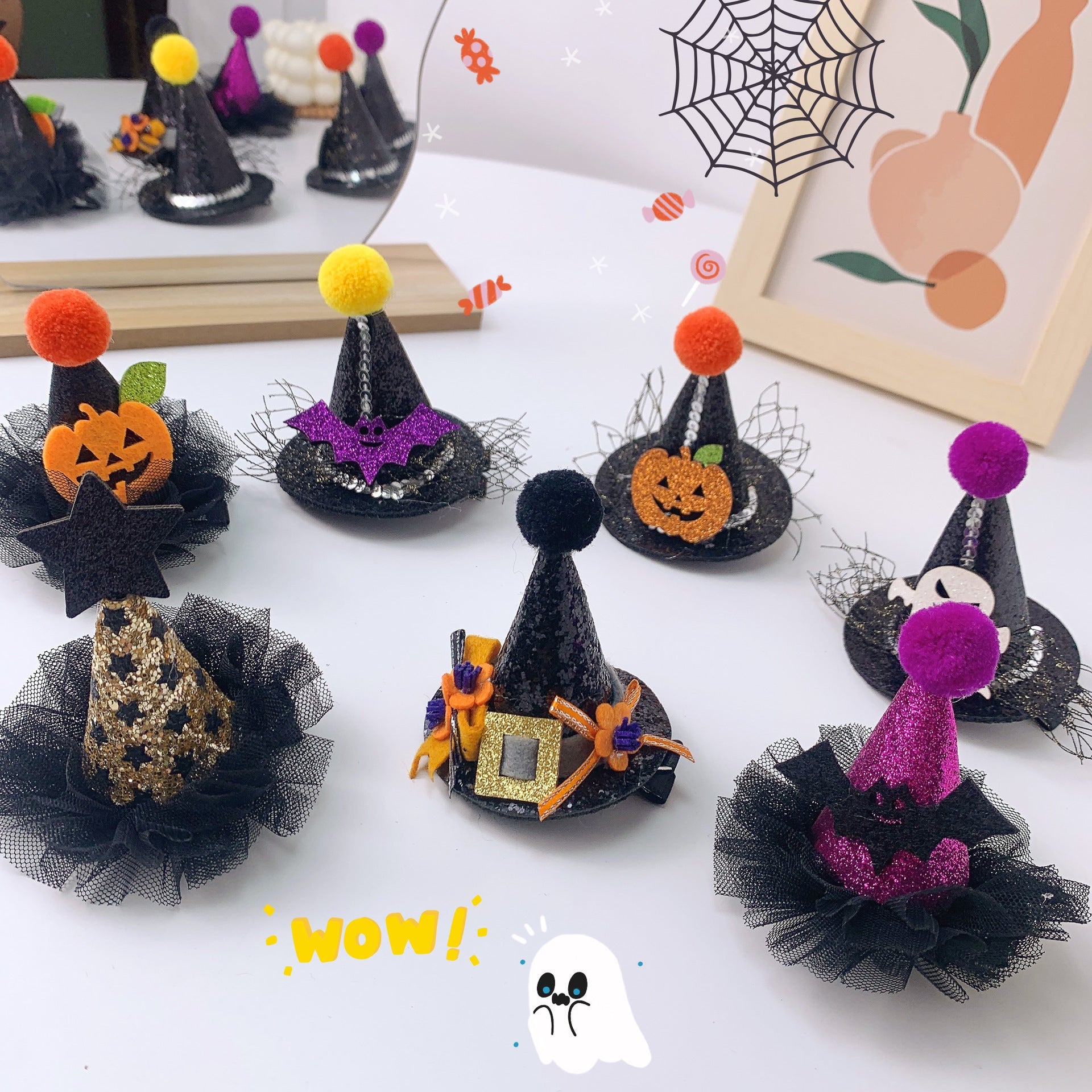Children's Play Halloween Funny Pumpkin Hat Barrettes - silverfoxgoods