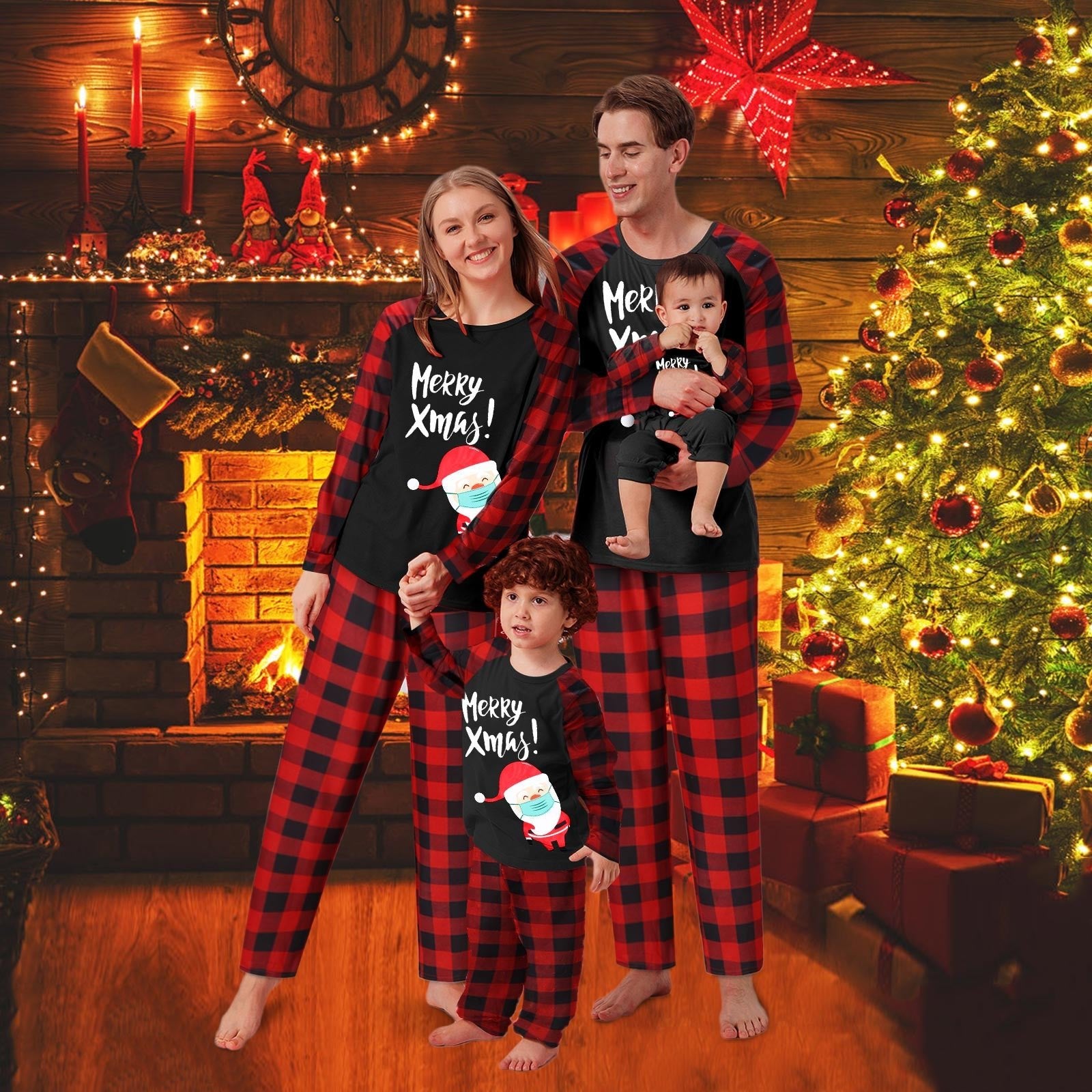 Christmas Cartoon Print Pajamas Set - silverfoxgoods