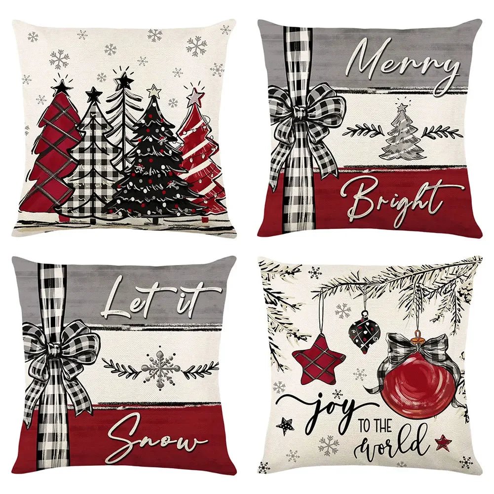 Christmas Linen Cushion Covers Enhance Your Home with Festive and Durable Design for Cozy Winter Decor - silverfoxgoods