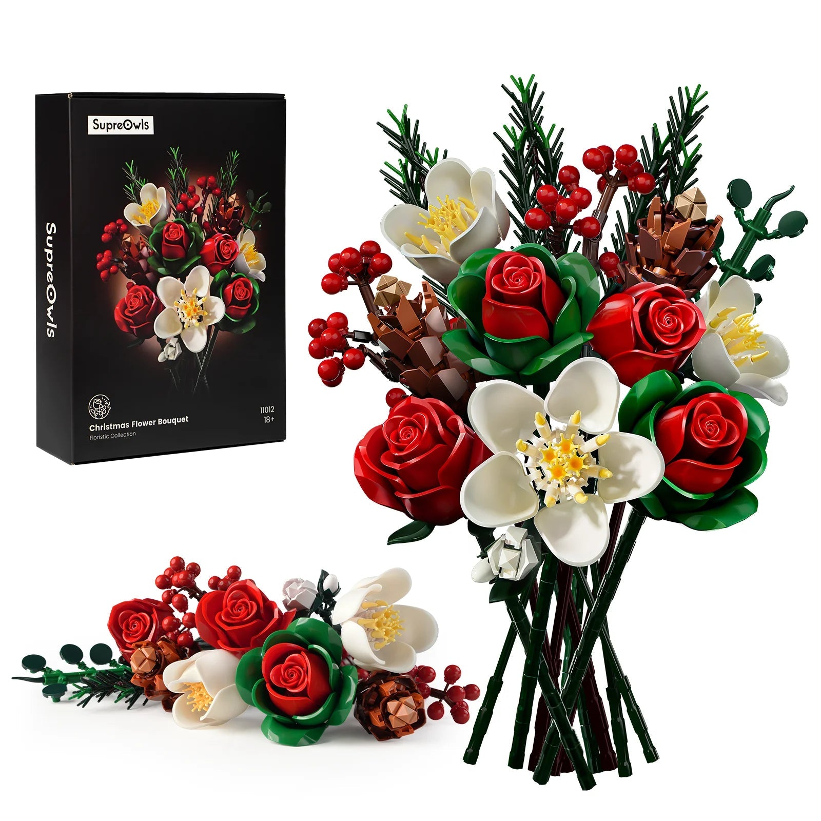 DIY Christmas Roses Bouquet Building Set - Creative Adult Gift - silverfoxgoods
