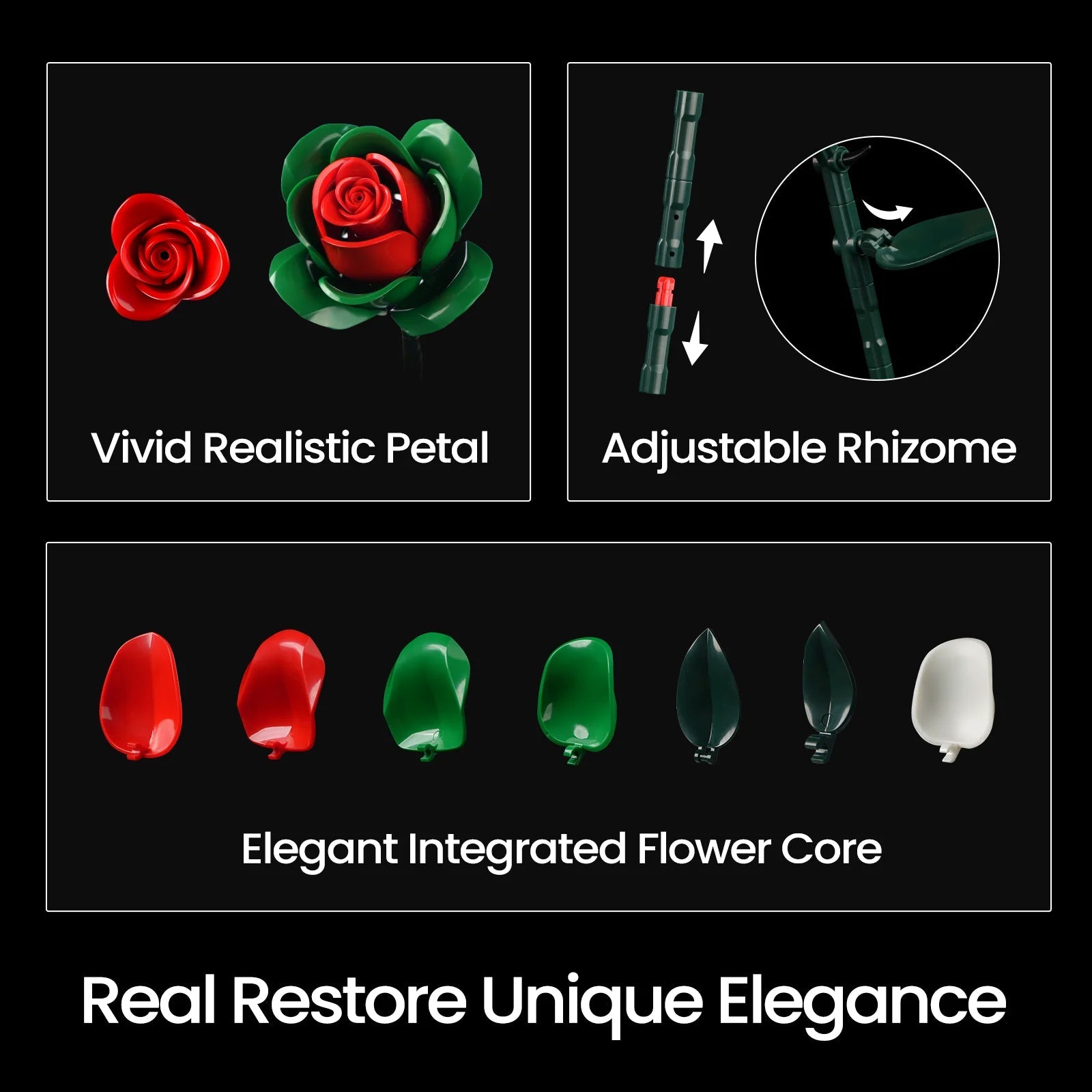 DIY Christmas Roses Bouquet Building Set - Creative Adult Gift - silverfoxgoods