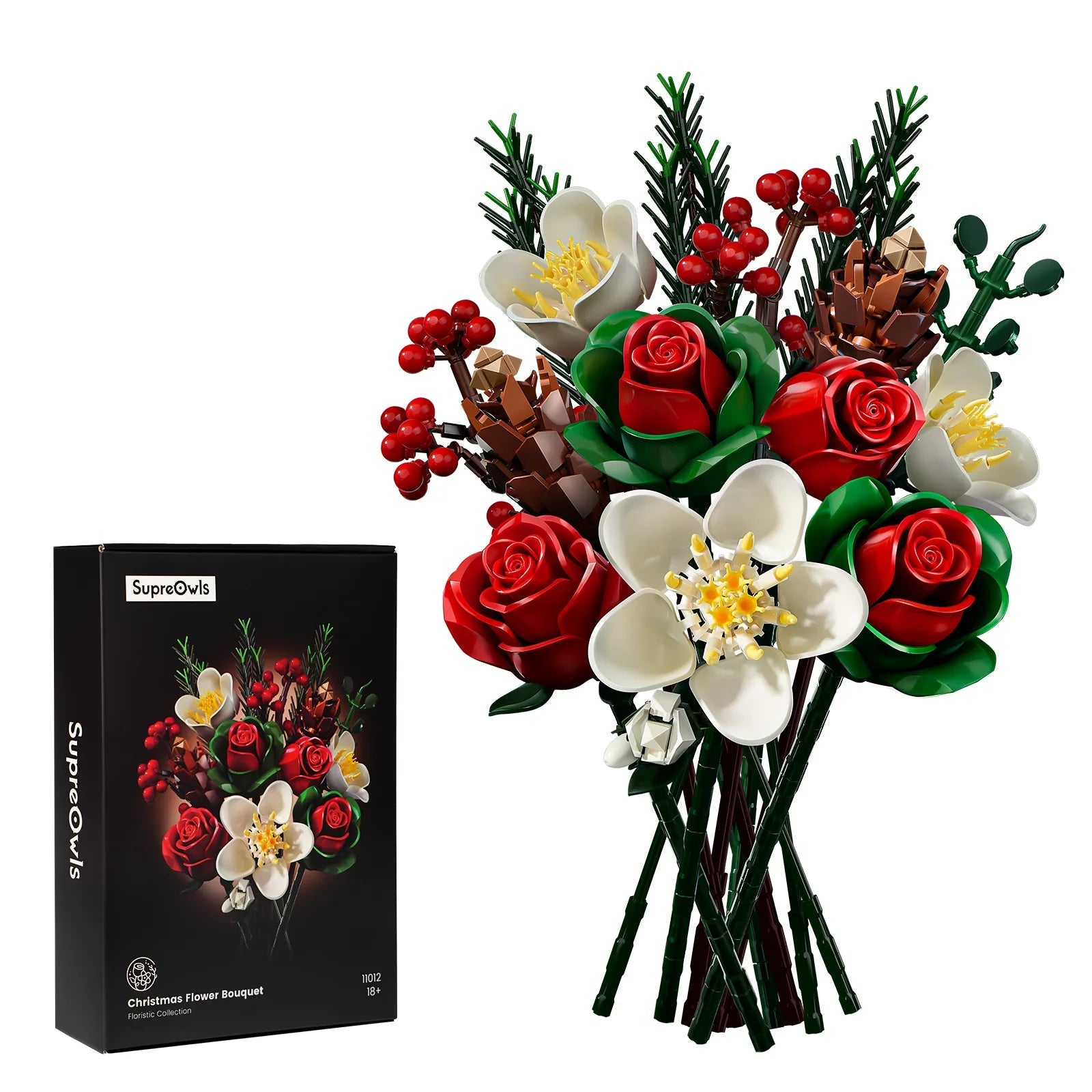 DIY Christmas Roses Bouquet Building Set - Creative Adult Gift - silverfoxgoods
