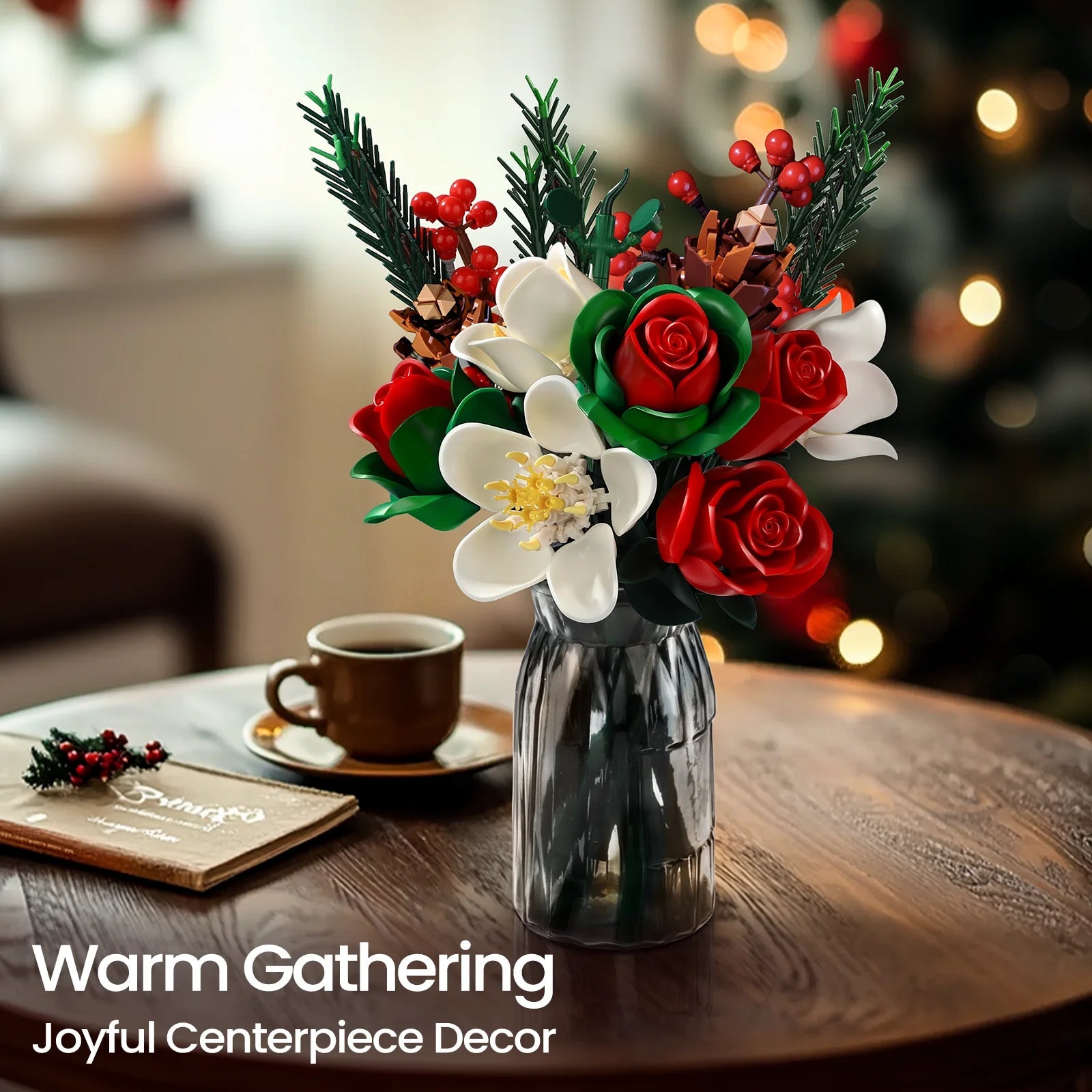 DIY Christmas Roses Bouquet Building Set - Creative Adult Gift - silverfoxgoods