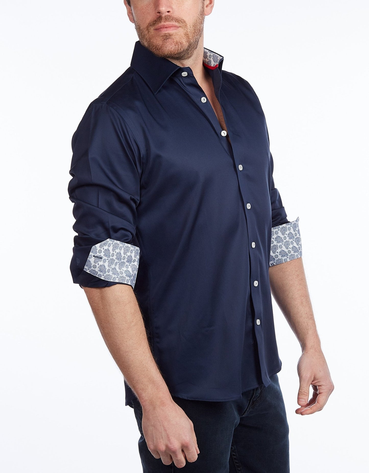 Contrast Collar Button-Up Shirt | SilverFoxGoods