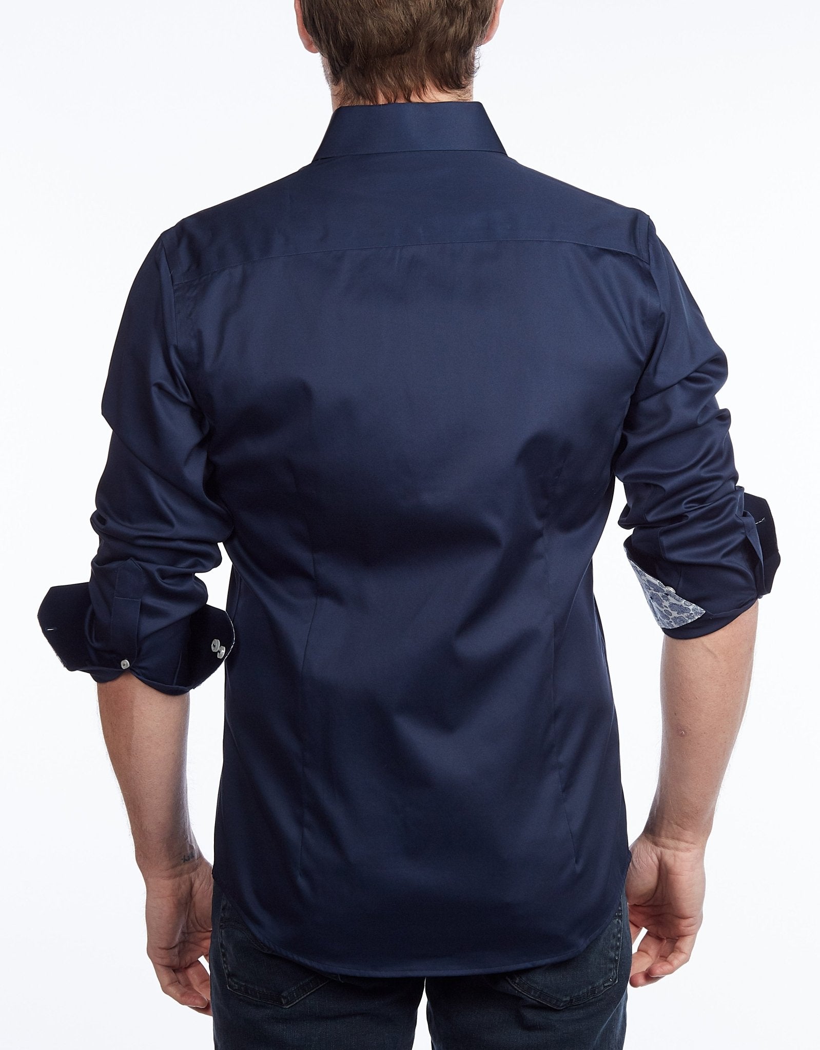 Contrast Collar Button-Up Shirt | SilverFoxGoods