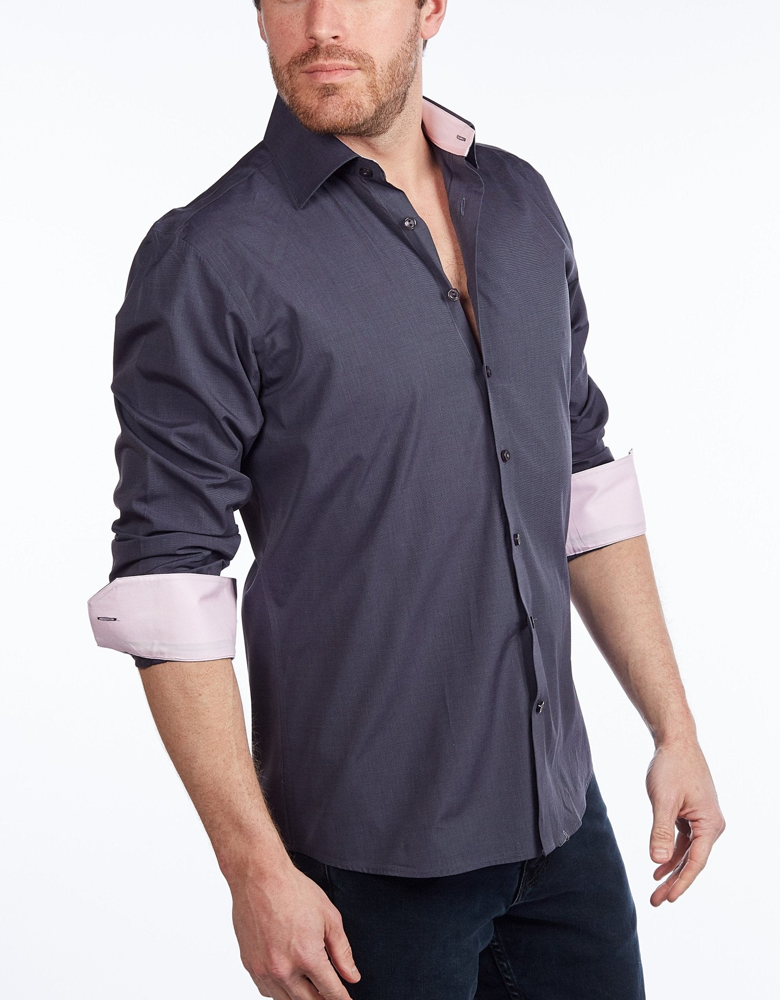 Contrast Collar Button - Up Shirt // - Contemporary Fit - contrast trimming - final sale - silverfoxgoods