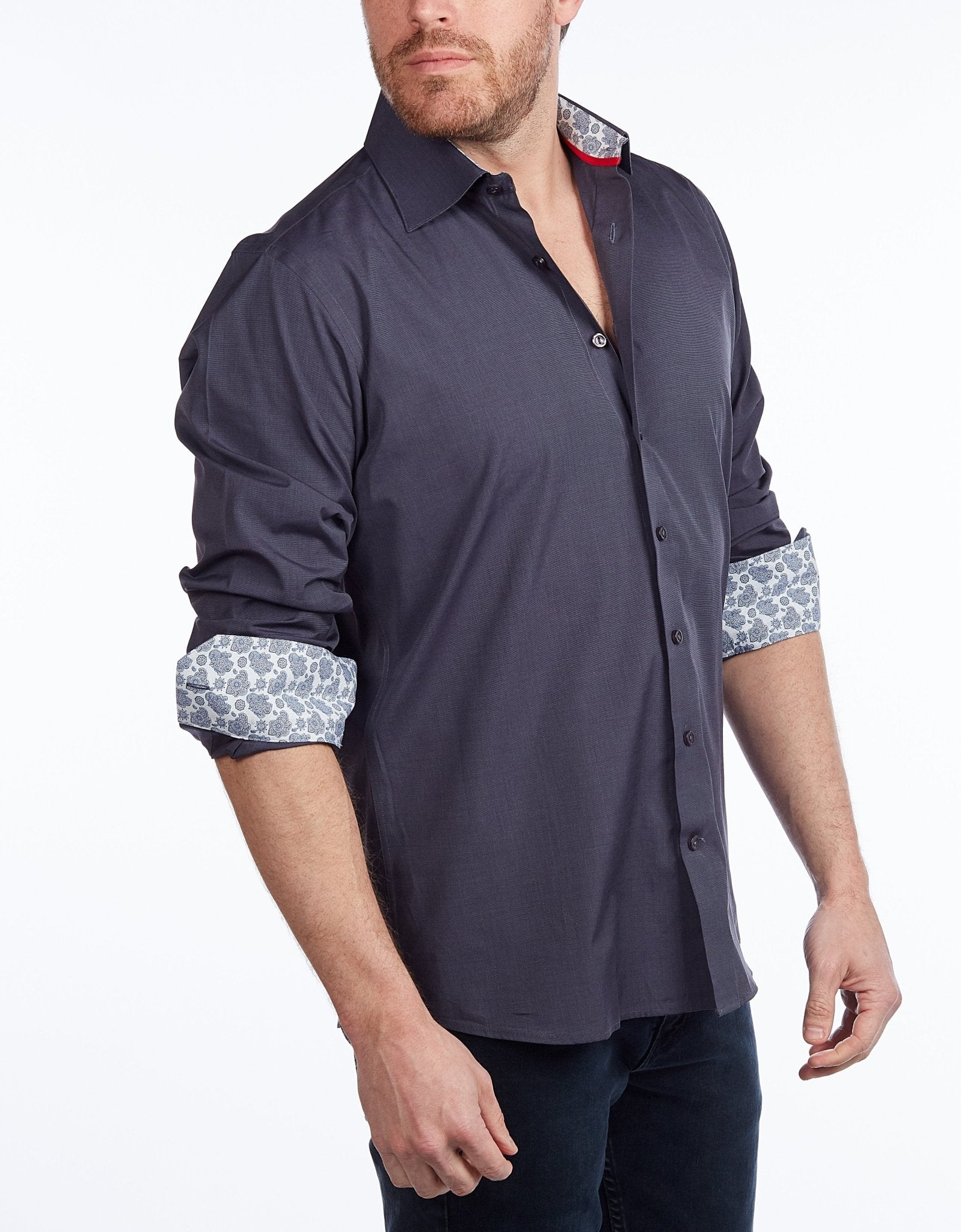 Contrast Collar Button - Up Shirt // Contemporary Fit - contrast trimming - final sale - silverfoxgoods