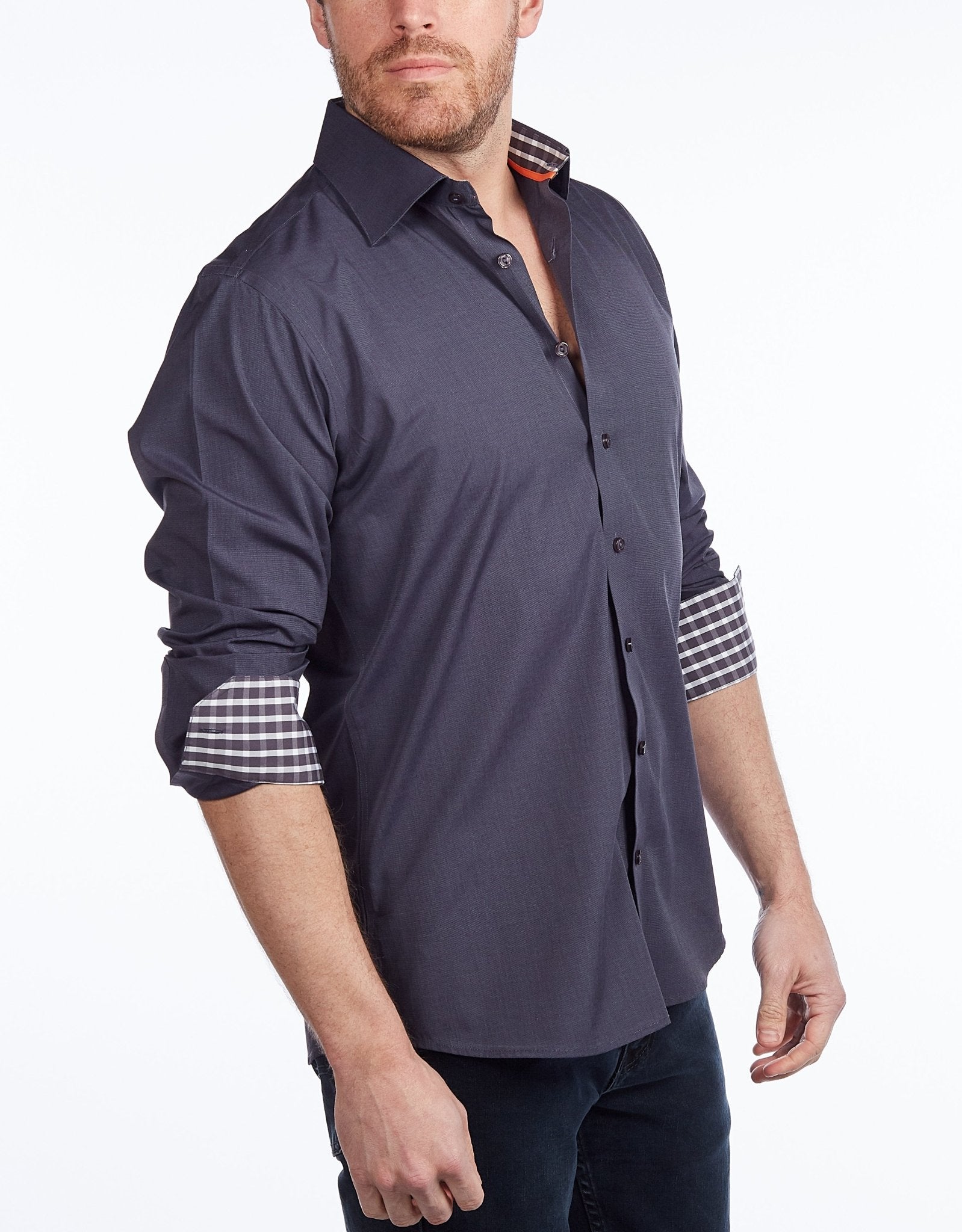 Contrast Collar Button - Up Shirt // Contemporary Fit - contrast trimming - final sale - silverfoxgoods